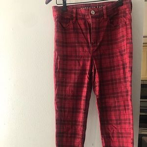 American Eagle Hi Rise Jegging with Next Level Stretch in Red Plaid